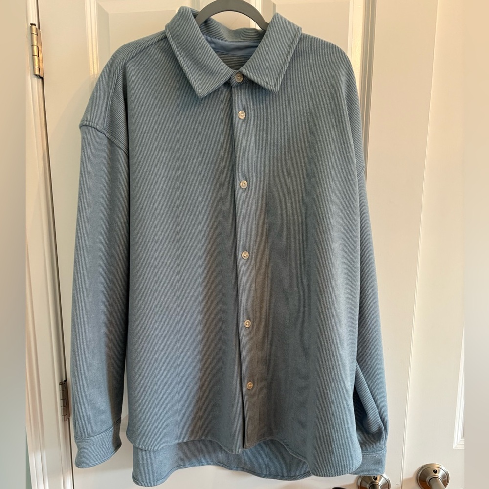 Standard Cloth Men's Blue Ribbed Shirt Jacket